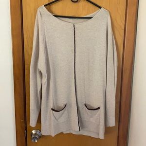 Beige, Long Sleeve Halogen Tunic Sweater